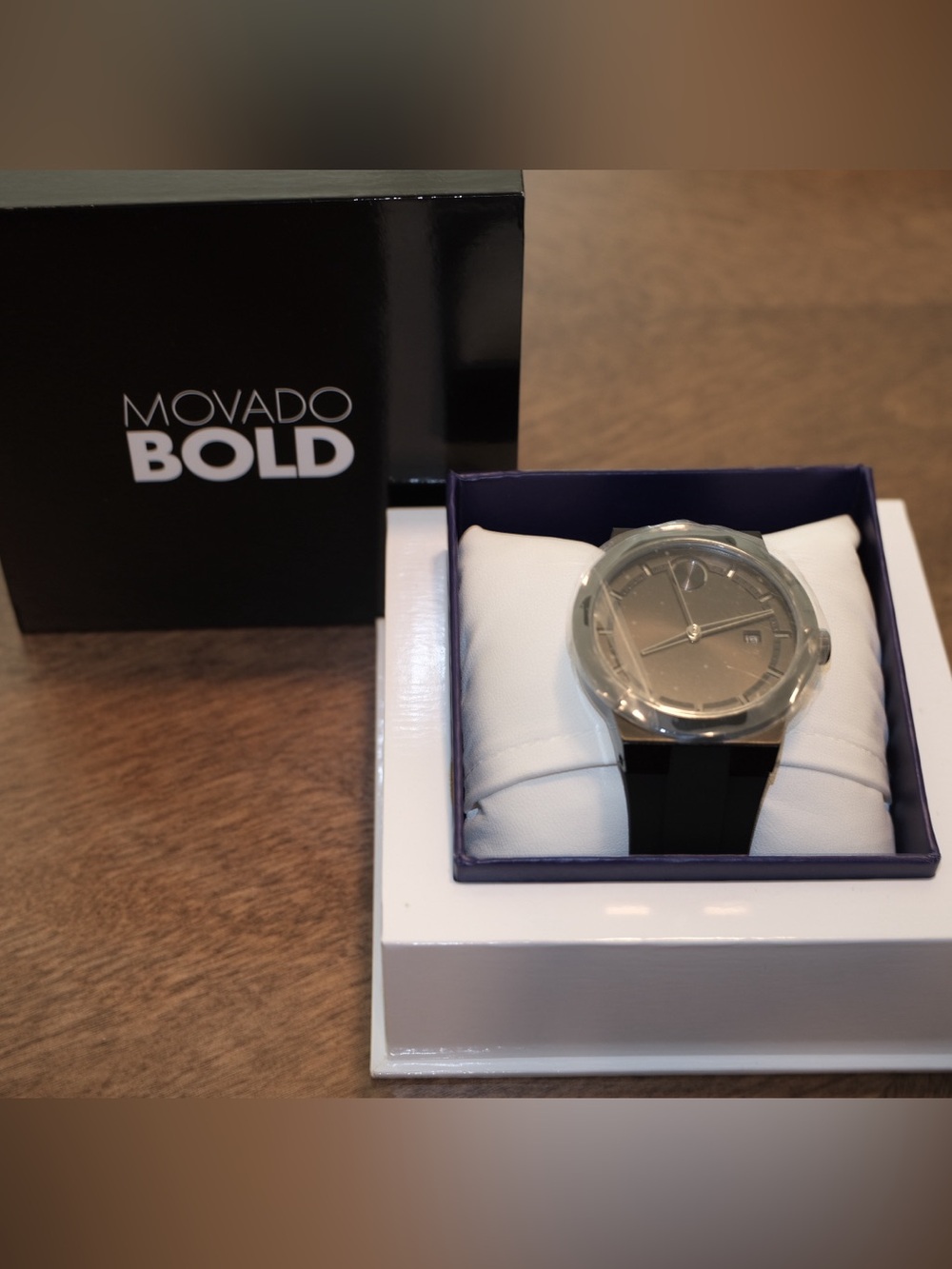 Movado Bold Silver Dial Black Strap Men's Watch
